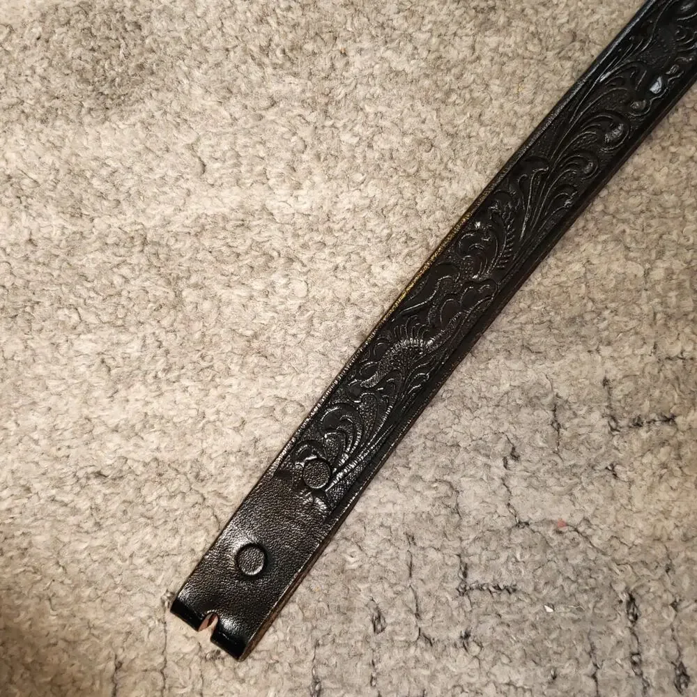 Justin Black Stamped Western Style belt no buckle size 24